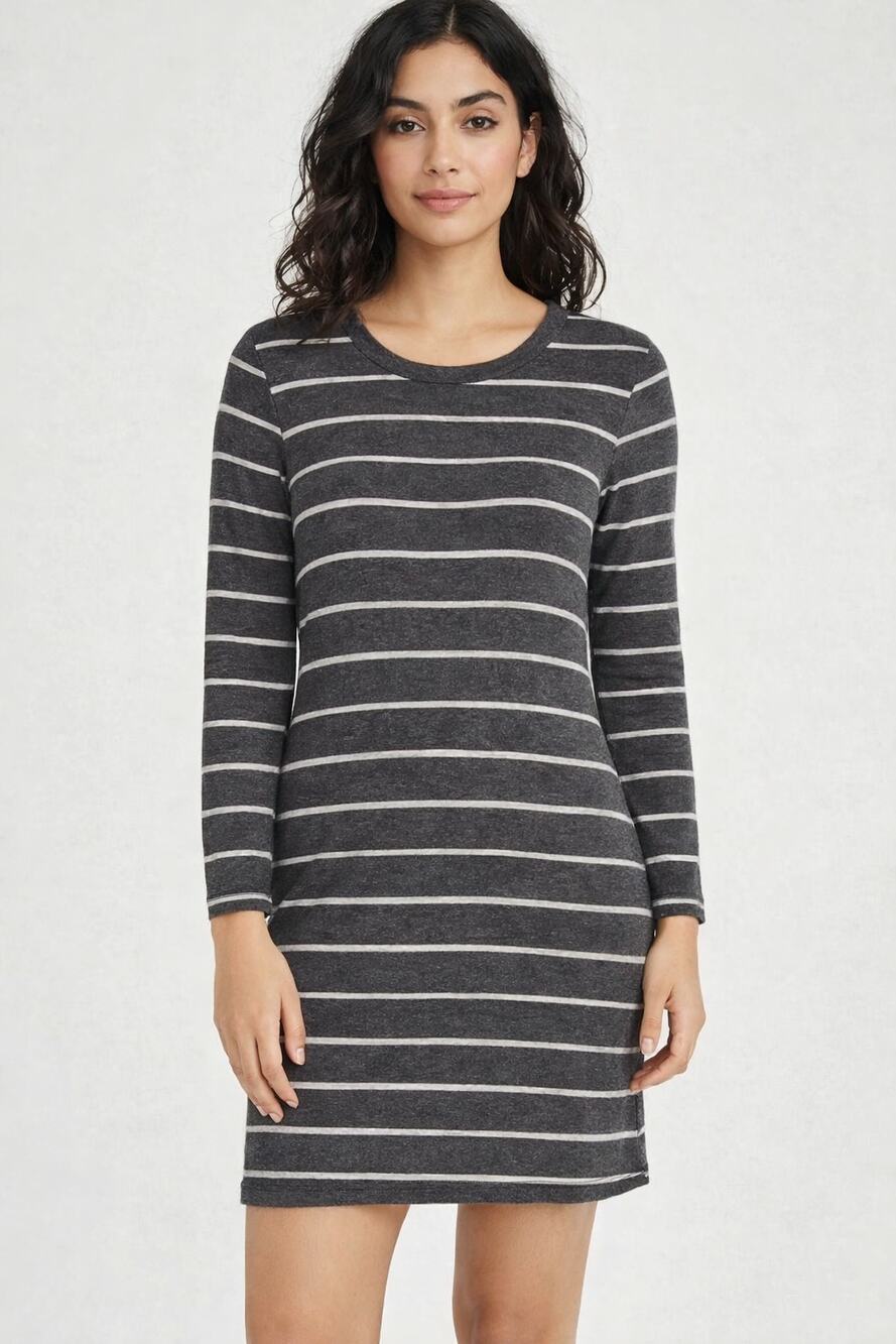 Lou & Grey Signature Soft Striped Lounge T Shirt Dress Womens XS Long Sleeve